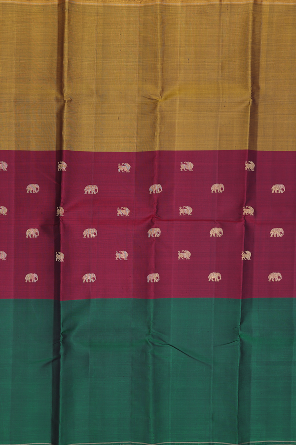Kanchipuram Silk Saree In Multicolor With Muppagam Design