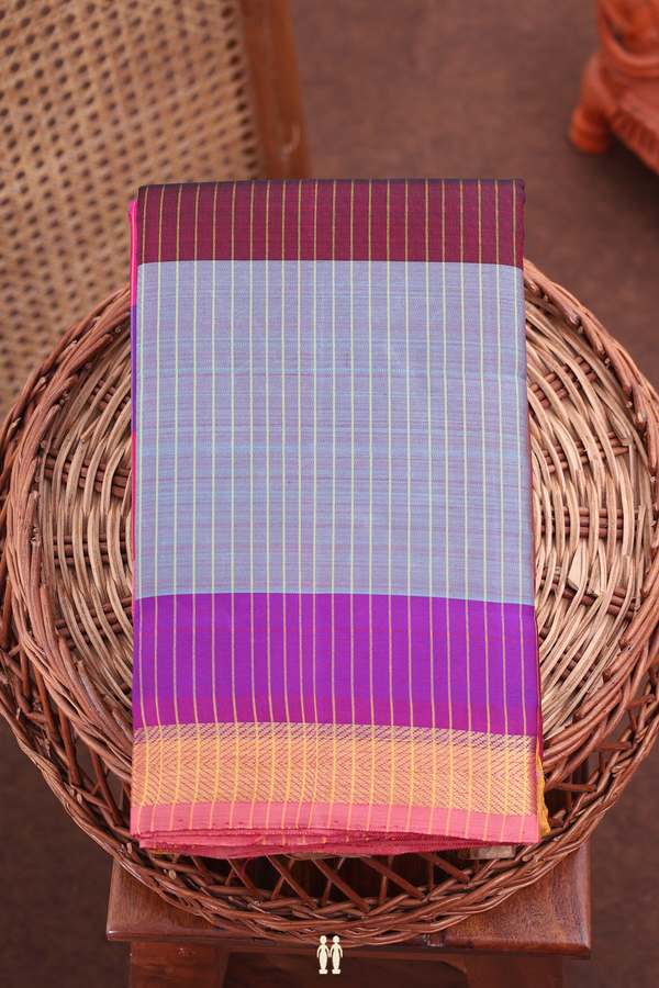 Kanchipuram Silk Saree In Multicolor With Stripes Design