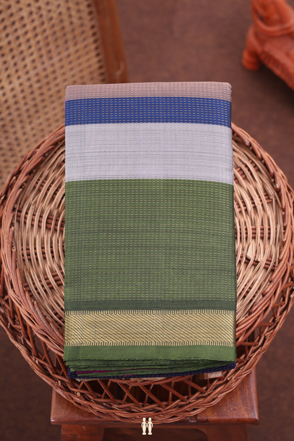 Kanchipuram Silk Saree In Multicolor With Stripes Design