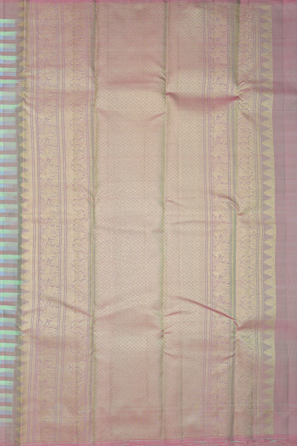 Kanchipuram Silk Saree In Multicolor With Stripes Design