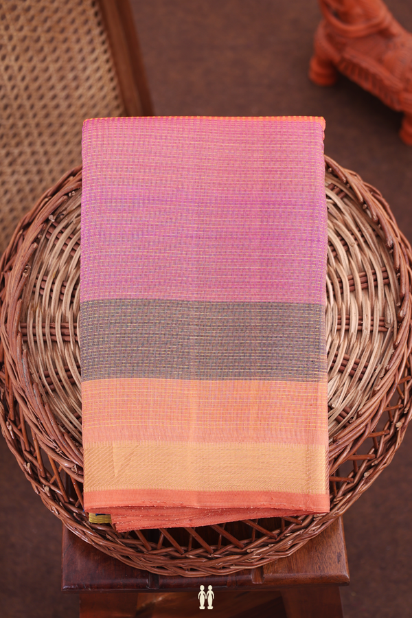 Kanchipuram Silk Saree In Multicolor With Stripes Design