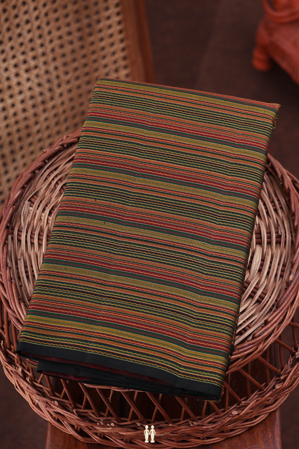 Kanchipuram Silk Saree In Multicolor With Stripes Design
