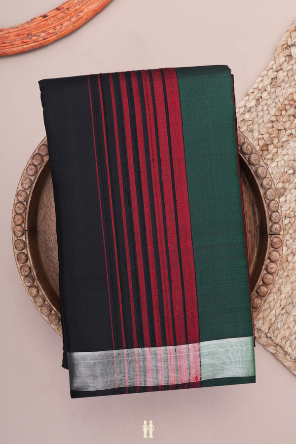 Kanchipuram Silk Saree In Multicolor With Stripes Design