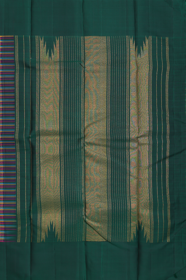 Kanchipuram Silk Saree In Multicolor With Stripes Design