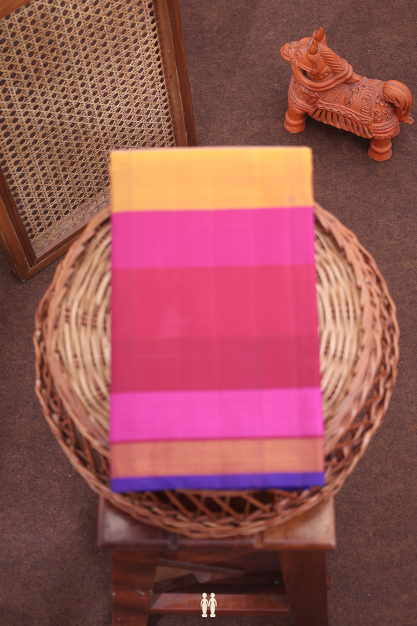 Kanchipuram Silk Saree In Multicolor With Stripes Design