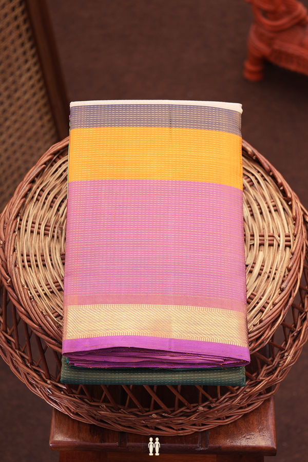 Kanchipuram Silk Saree In Multicolor With Stripes Design