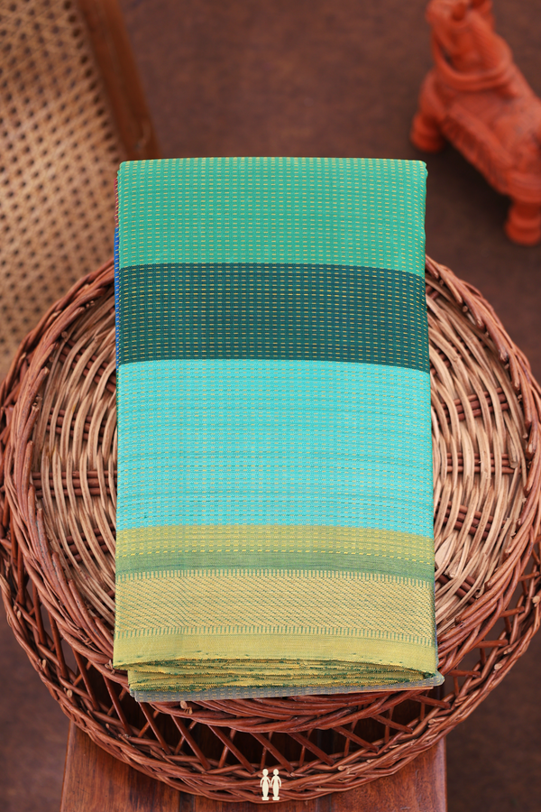 Kanchipuram Silk Saree In Multicolor With Stripes Design