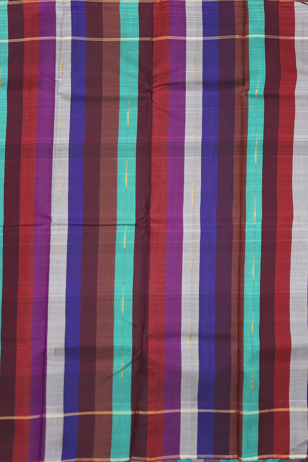 Kanchipuram Silk Saree In Multicolor With Stripes Design