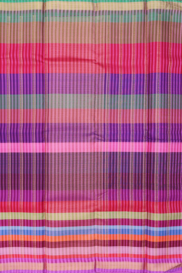 Kanchipuram Silk Saree In Multicolor With Stripes Design
