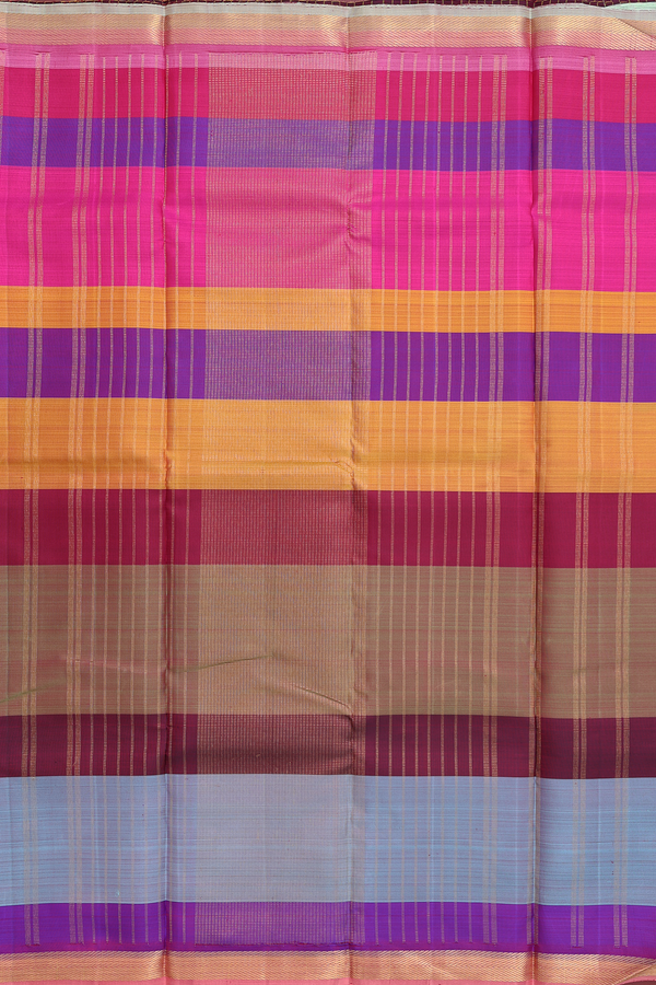 Kanchipuram Silk Saree In Multicolor With Stripes Design
