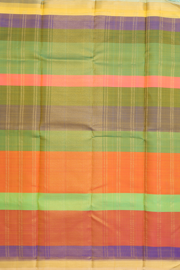 Kanchipuram Silk Saree In Multicolor With Stripes Design