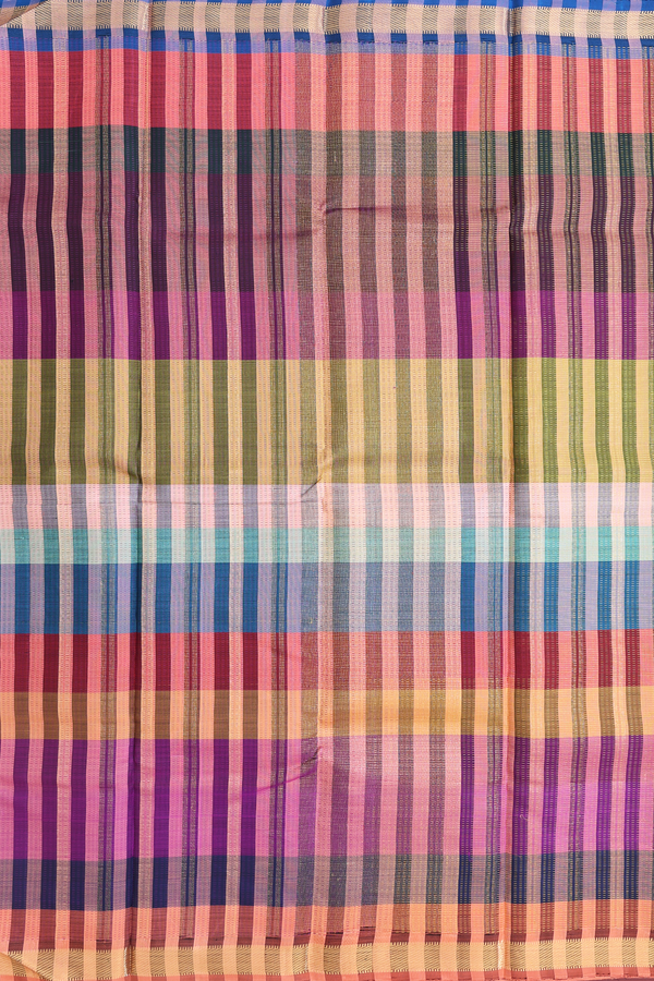 Kanchipuram Silk Saree In Multicolor With Stripes Design