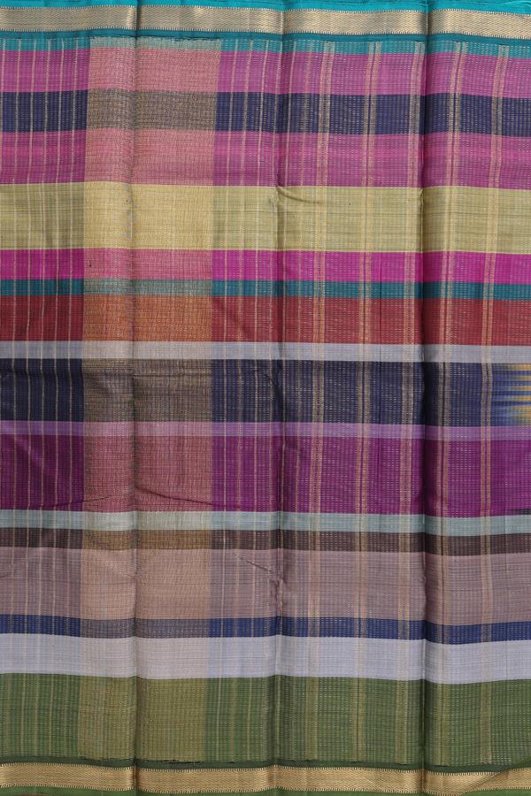 Kanchipuram Silk Saree In Multicolor With Stripes Design