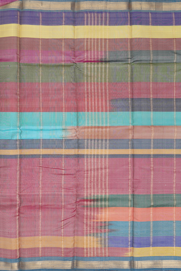 Kanchipuram Silk Saree In Multicolor With Stripes Design