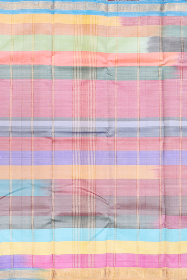 Kanchipuram Silk Saree In Multicolor With Stripes Design