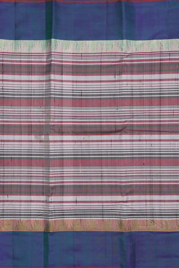 Kanchipuram Silk Saree In Multicolor With Stripes Design