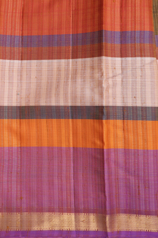 Kanchipuram Silk Saree In Multicolor With Stripes Design