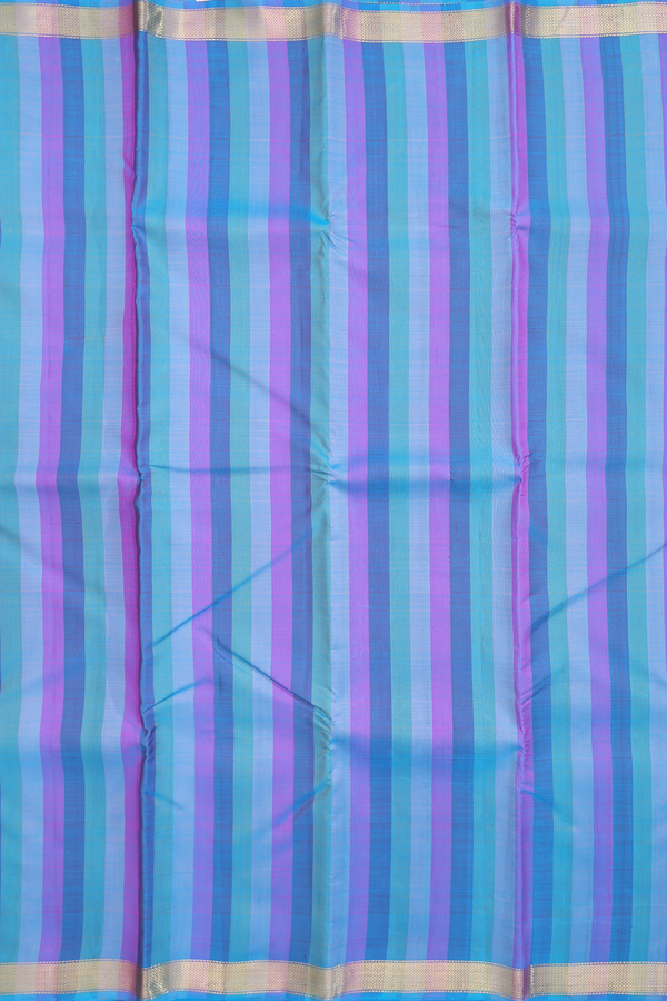 Kanchipuram Silk Saree In Multicolor With Stripes Design