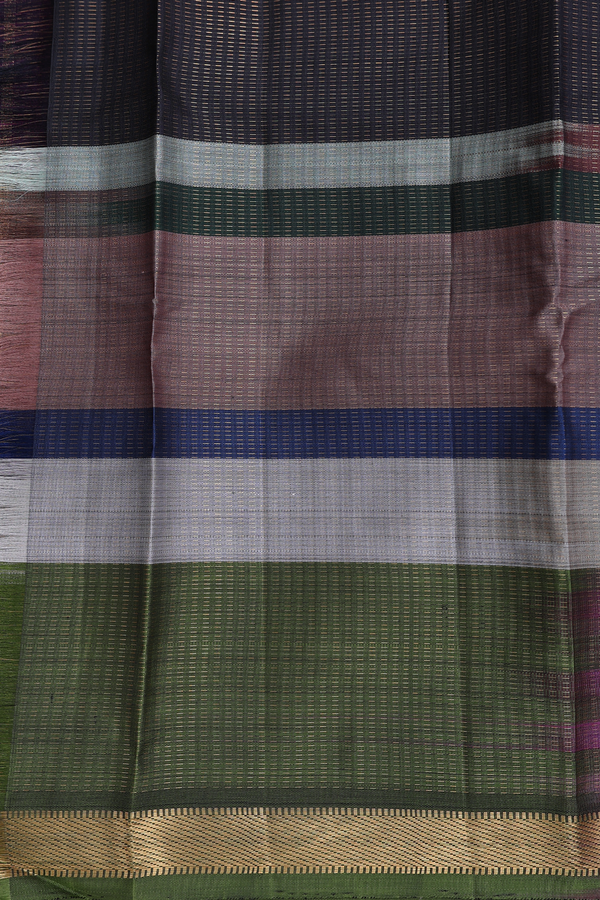 Kanchipuram Silk Saree In Multicolor With Stripes Design