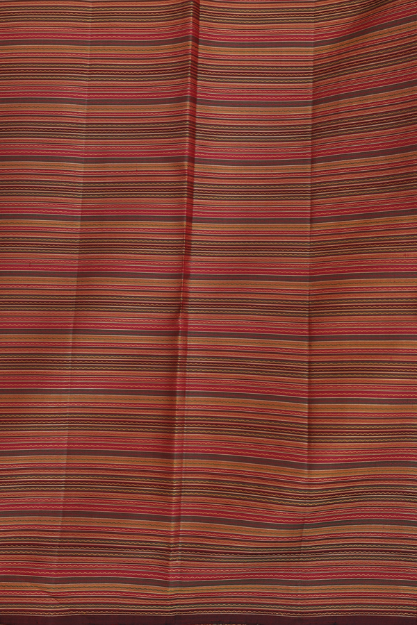 Kanchipuram Silk Saree In Multicolor With Stripes Design