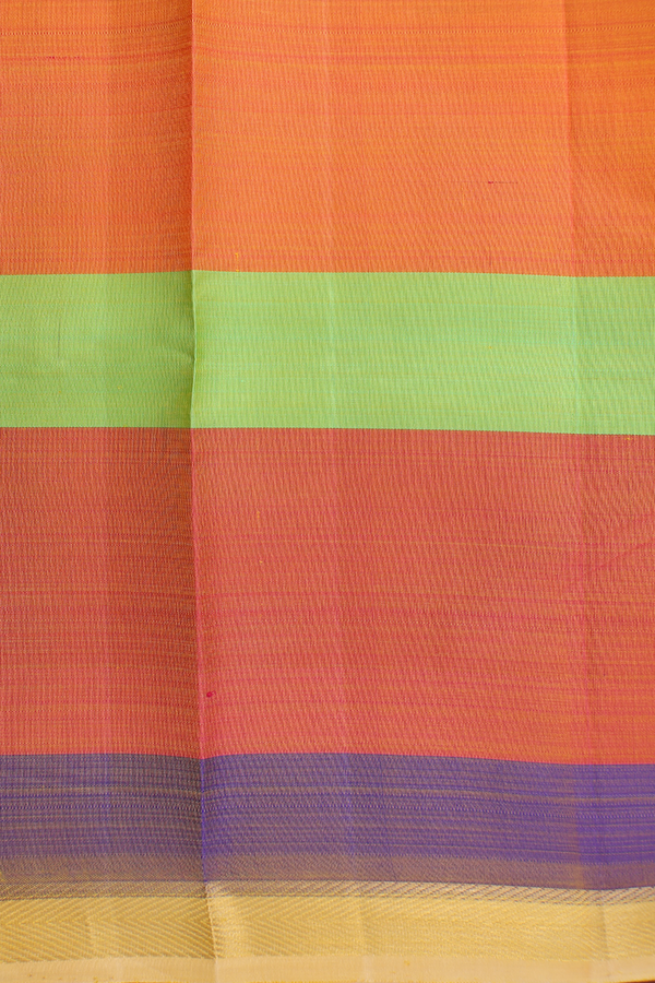 Kanchipuram Silk Saree In Multicolor With Stripes Design