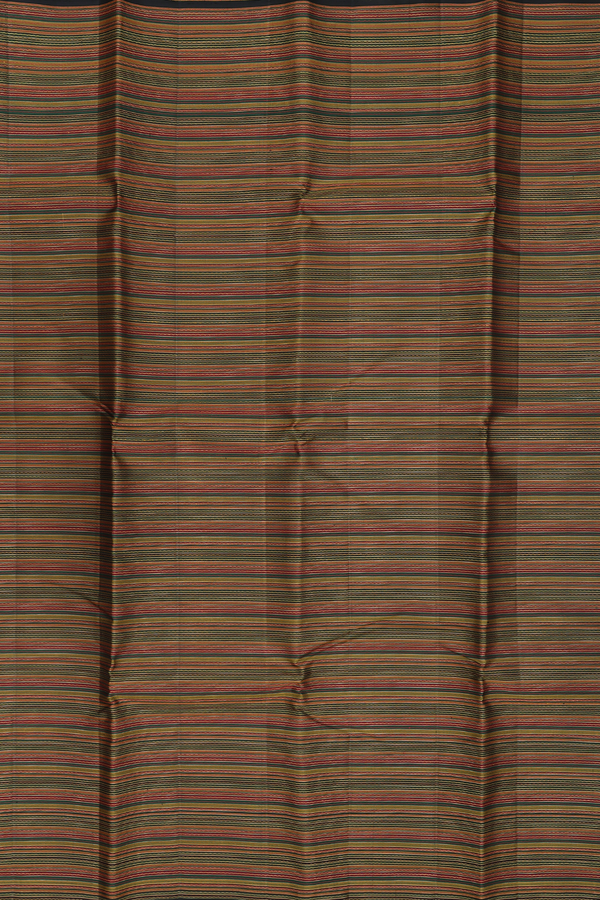 Kanchipuram Silk Saree In Multicolor With Stripes Design