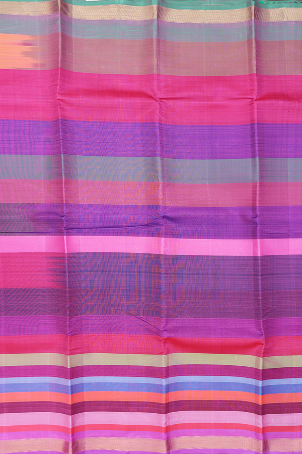 Kanchipuram Silk Saree In Multicolor With Stripes Design