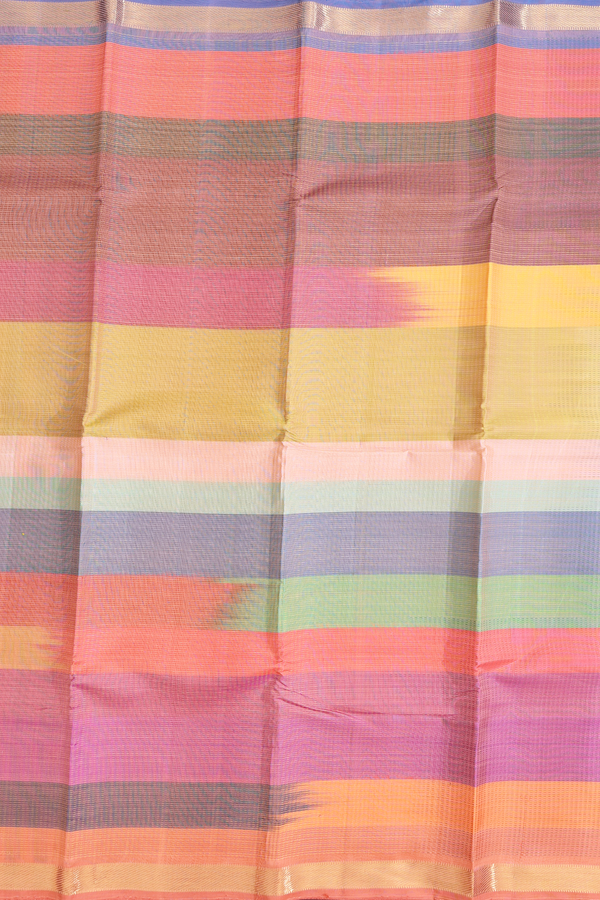 Kanchipuram Silk Saree In Multicolor With Stripes Design