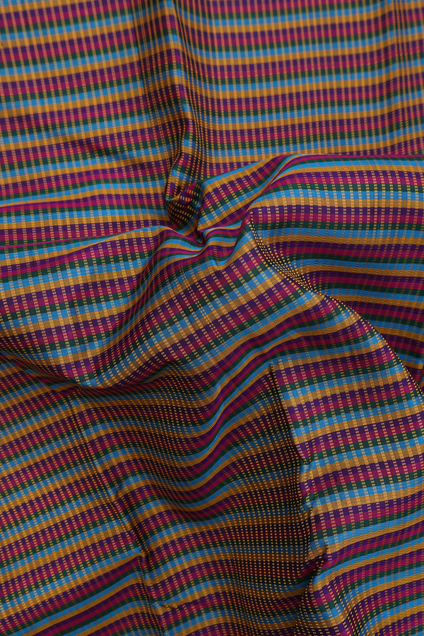 Kanchipuram Silk Saree In Multicolor With Stripes Design