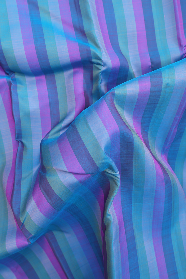 Kanchipuram Silk Saree In Multicolor With Stripes Design
