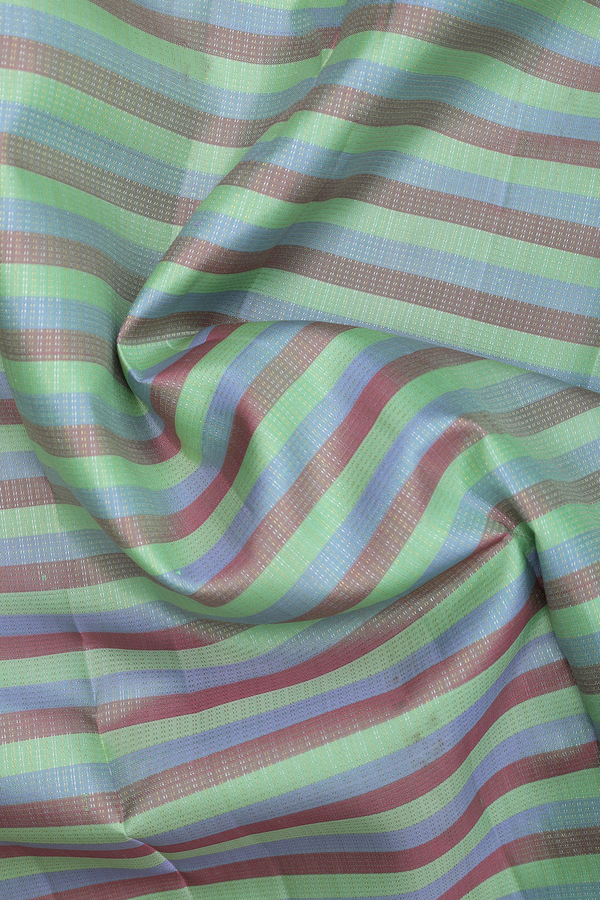 Kanchipuram Silk Saree In Multicolor With Stripes Design