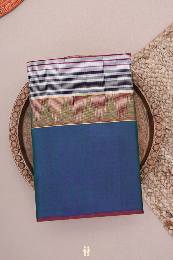 Kanchipuram Silk Saree In Multicolor With Stripes Design