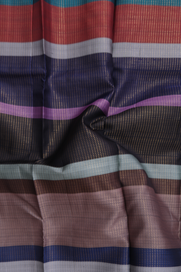 Kanchipuram Silk Saree In Multicolor With Stripes Design