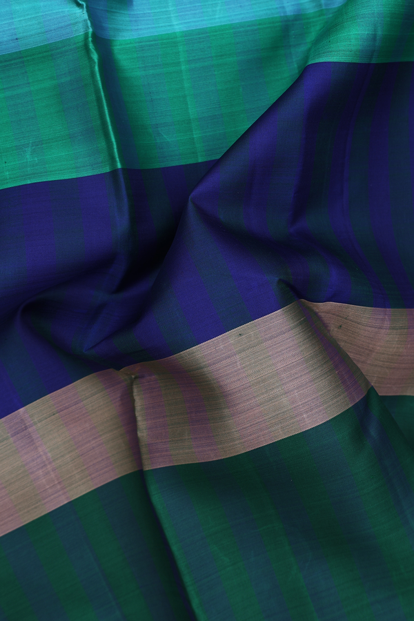 Kanchipuram Silk Saree In Multicolor With Stripes Design