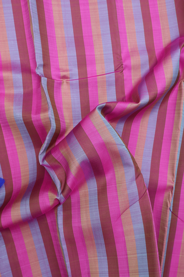 Kanchipuram Silk Saree In Multicolor With Stripes Design