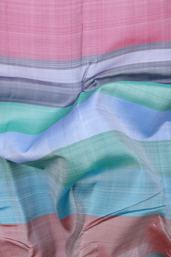 Kanchipuram Silk Saree In Multicolor With Stripes Design