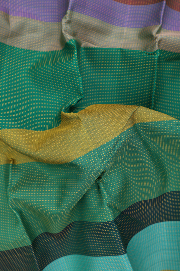 Kanchipuram Silk Saree In Multicolor With Stripes Design