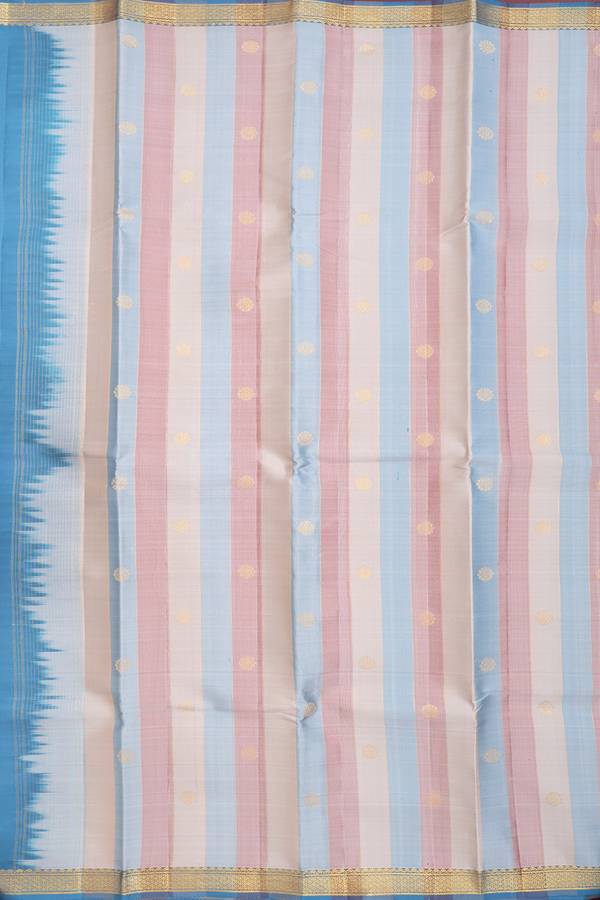 Kanchipuram Silk Saree In Multicolor With Stripes Design