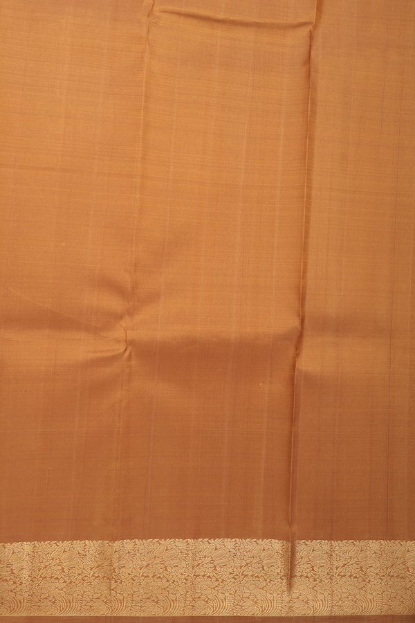 Kanchipuram Silk Saree In Mustard Brown With Zari Buttas