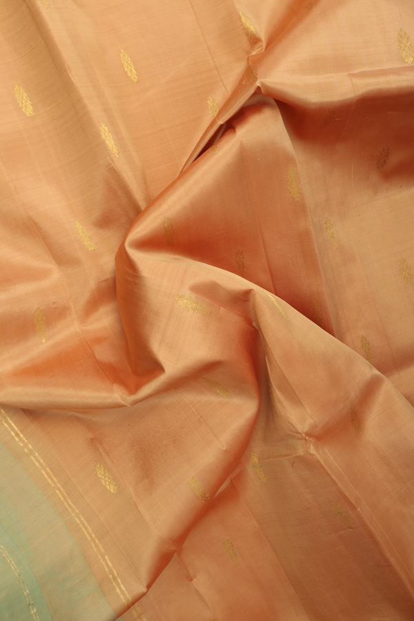 Kanchipuram Silk Saree In Mustard Brown With Zari Buttas