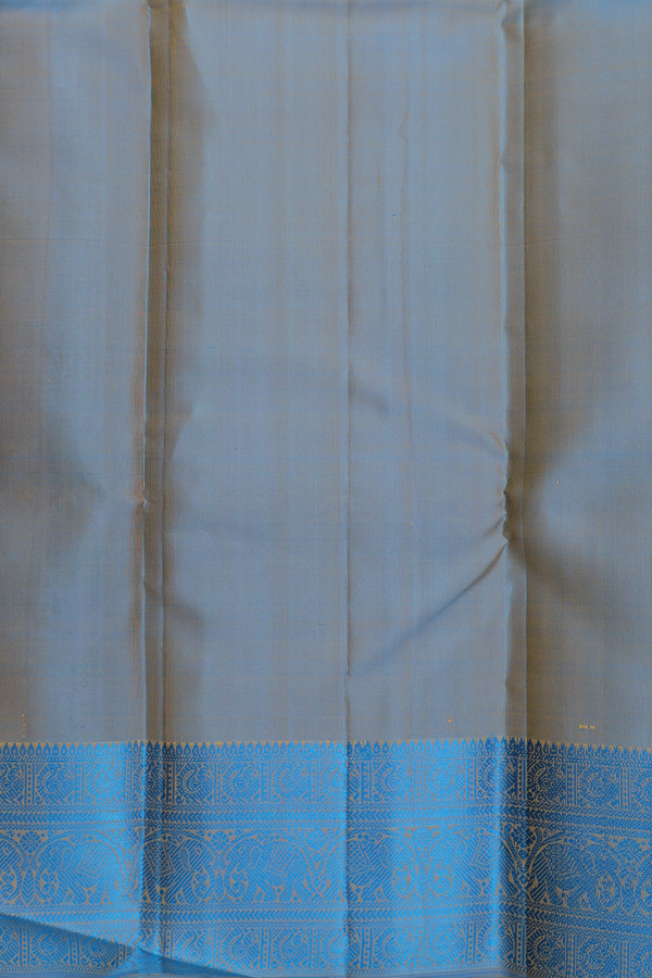 Kanchipuram Silk Saree In Mustard Yellow With Peacock Buttas