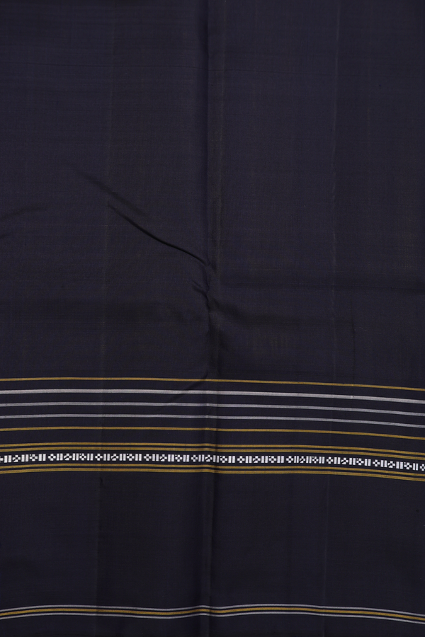 Kanchipuram Silk Saree In Mustard Yellow With Checked Design