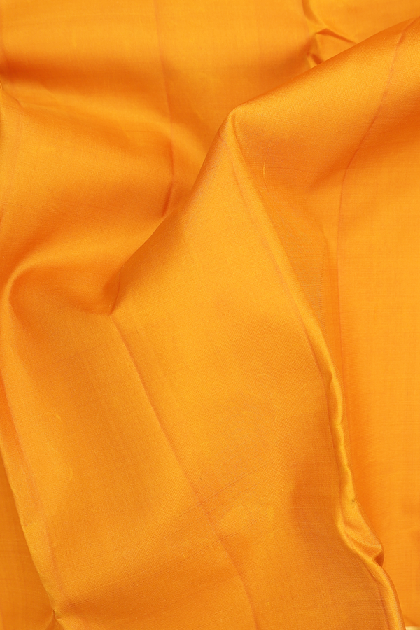 Kanchipuram Silk Saree In Mustard Yellow With Checks Border