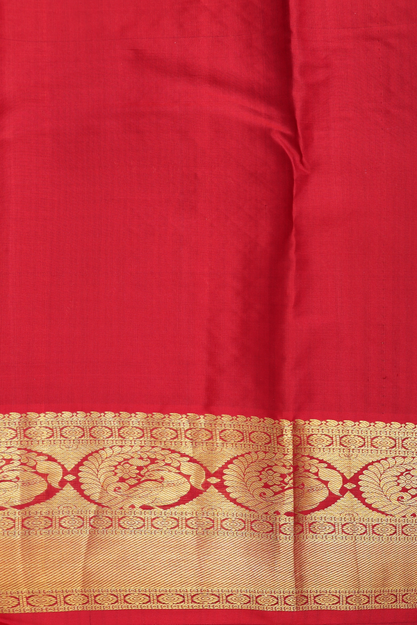 Kanchipuram Silk Saree In Mustard Yellow With Checks Design