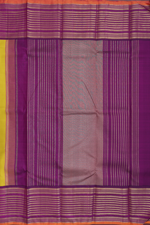 Kanchipuram Silk Saree In Yellow With Floral Buttas