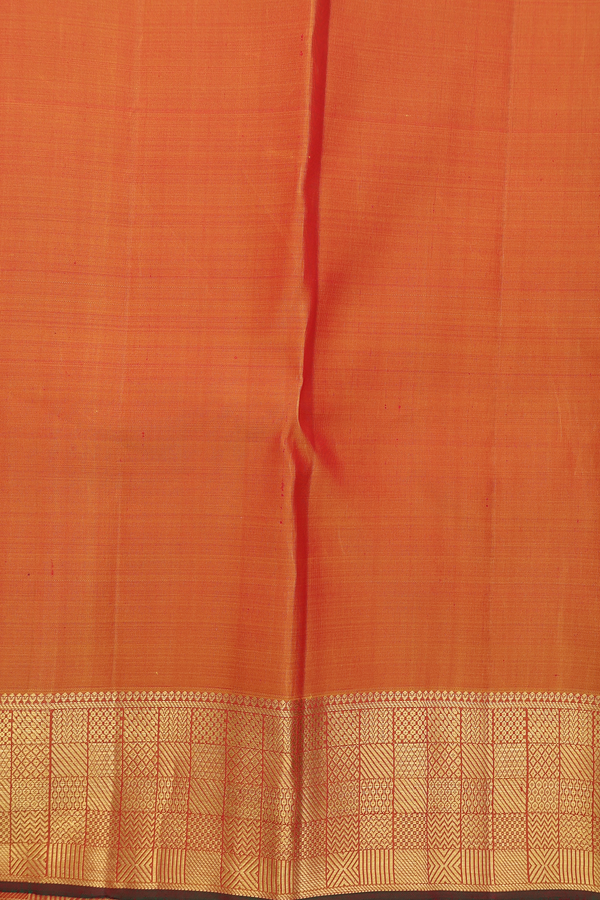 Kanchipuram Silk Saree In Rust Orange With Paisley Design