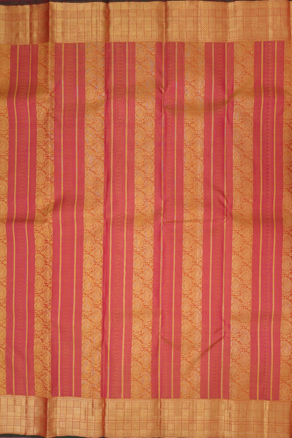 Kanchipuram Silk Saree In Rust Orange With Paisley Design