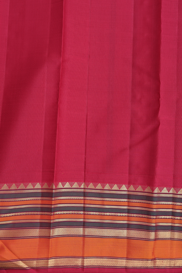 Kanchipuram Silk Saree In Mustard Yellow With Stripes Design