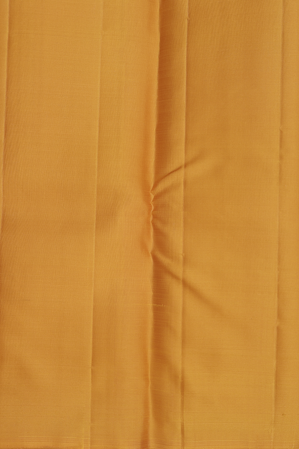 Kanchipuram Silk Saree In Mustard Yellow With Zari Buttas