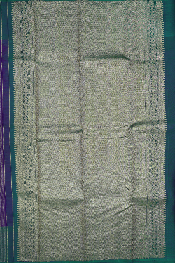 Kanchipuram Silk Saree In Royal Blue With Stripes Design